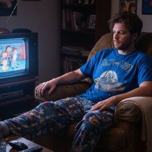 🛸 Rick and Morty Spaceship Graphic Tee Blue 2XL 🧪